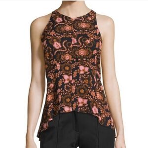 new ALC Stuart Paisley Printed Asymmetrical Sleeveless Blouse Top Size 4